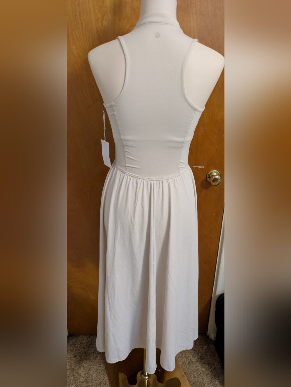 Zella Sleeveless White Gathered Waist Maxi Dress - Picture 6 of 10